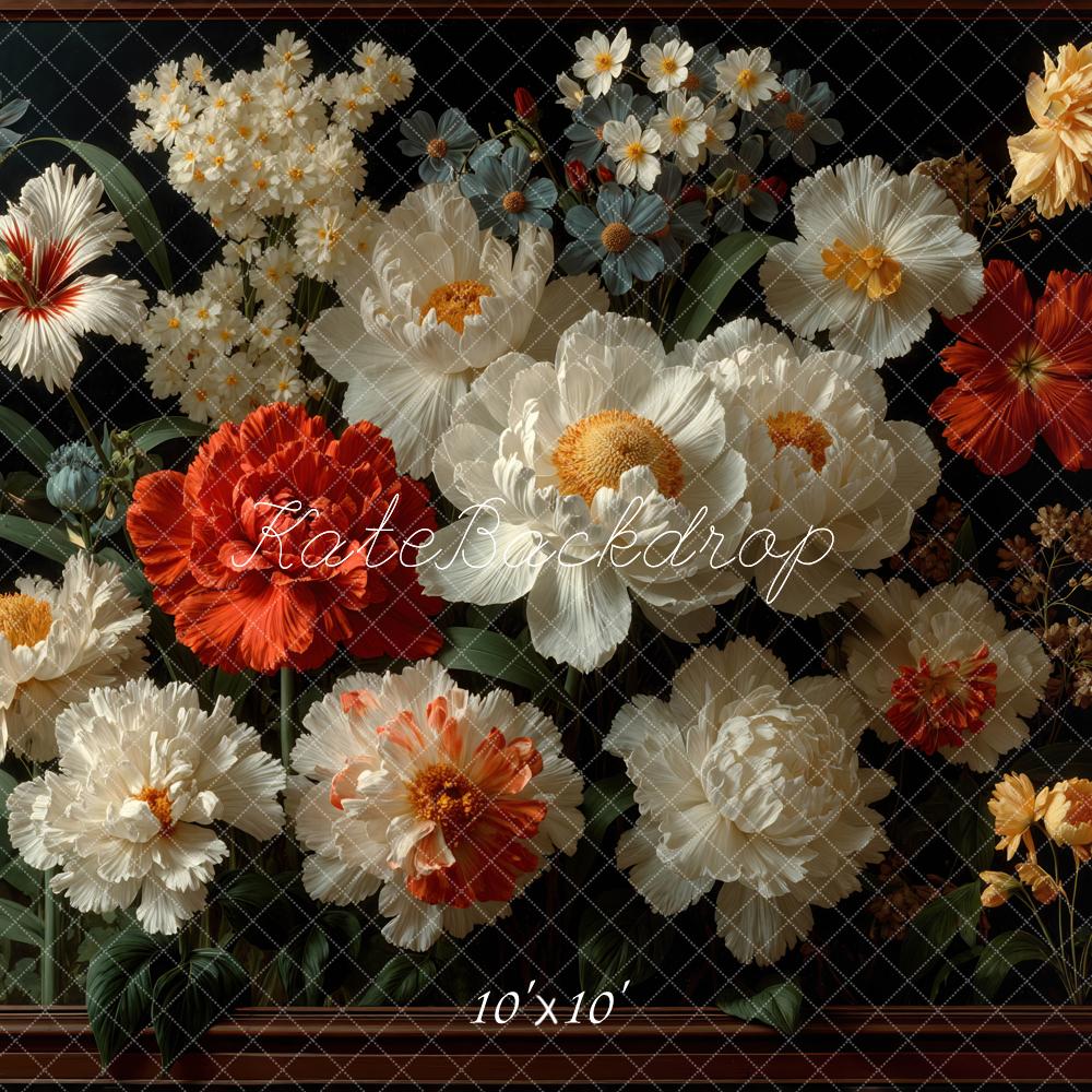 Kate Fine Art White Red Flowers Backdrop Designed by Mini MakeBelieve