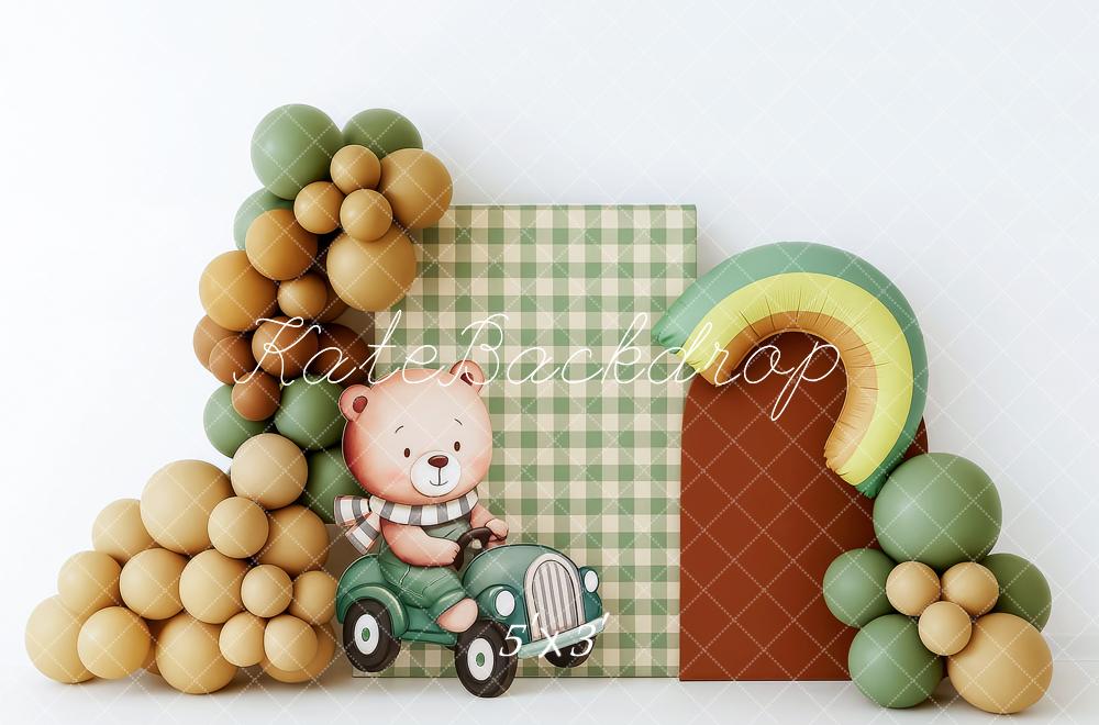 Smash Cake de Avocado Bear con Arco de Globos Fondo Diseñado por Patty Roberts