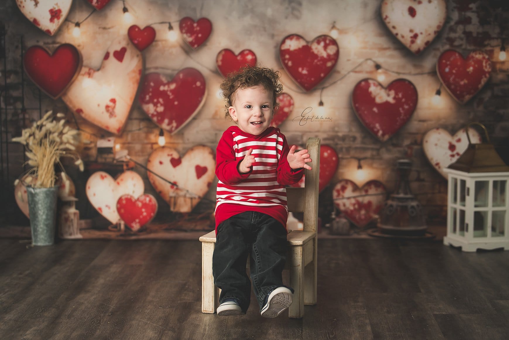 Kate Valentine's Day Industrial Sense Retro Lamp Wall Love Printed Backdrop Designed by Emetselch