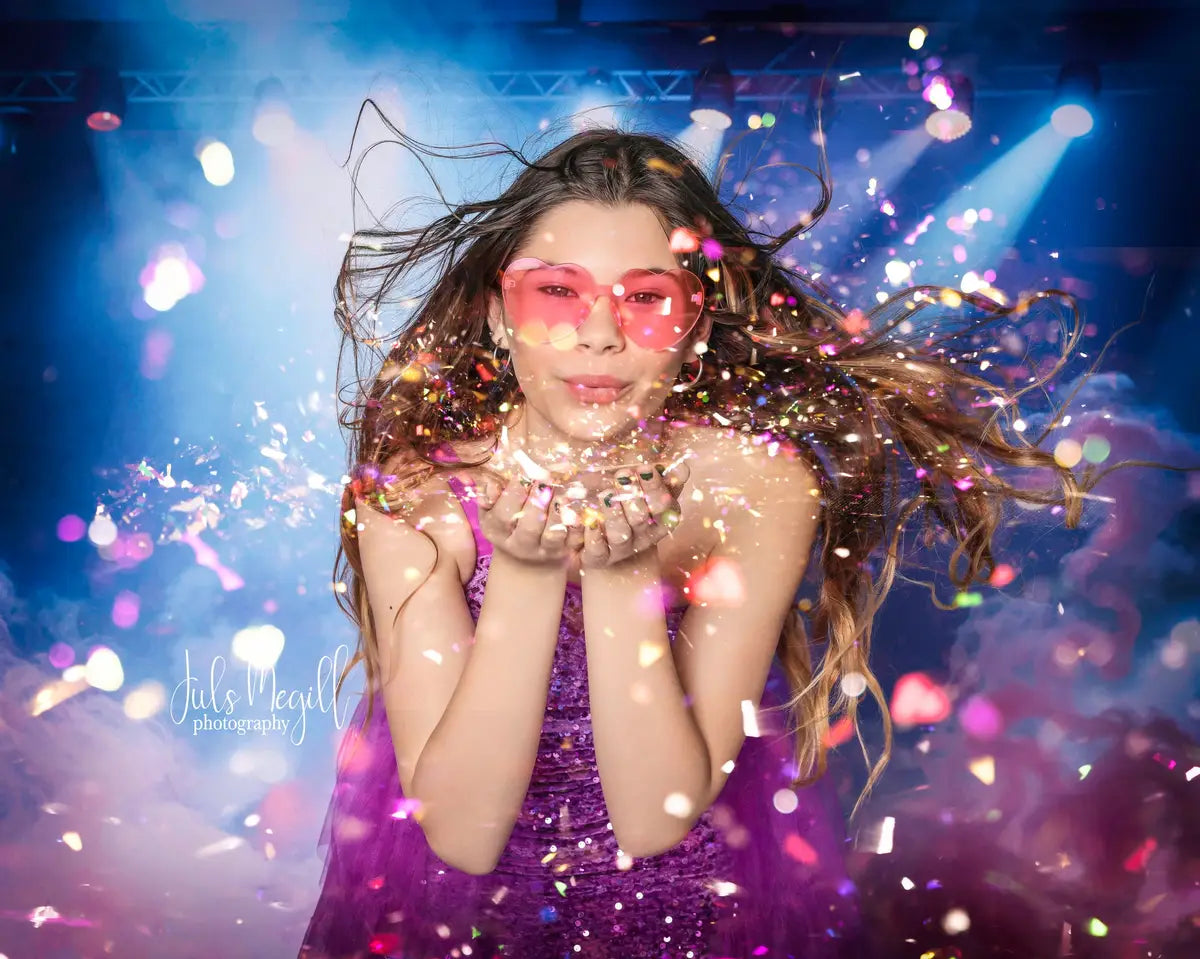 Kate Pink Smoke Stage Lighting Backdrop+Blue Purple Stage Floor Backdrop