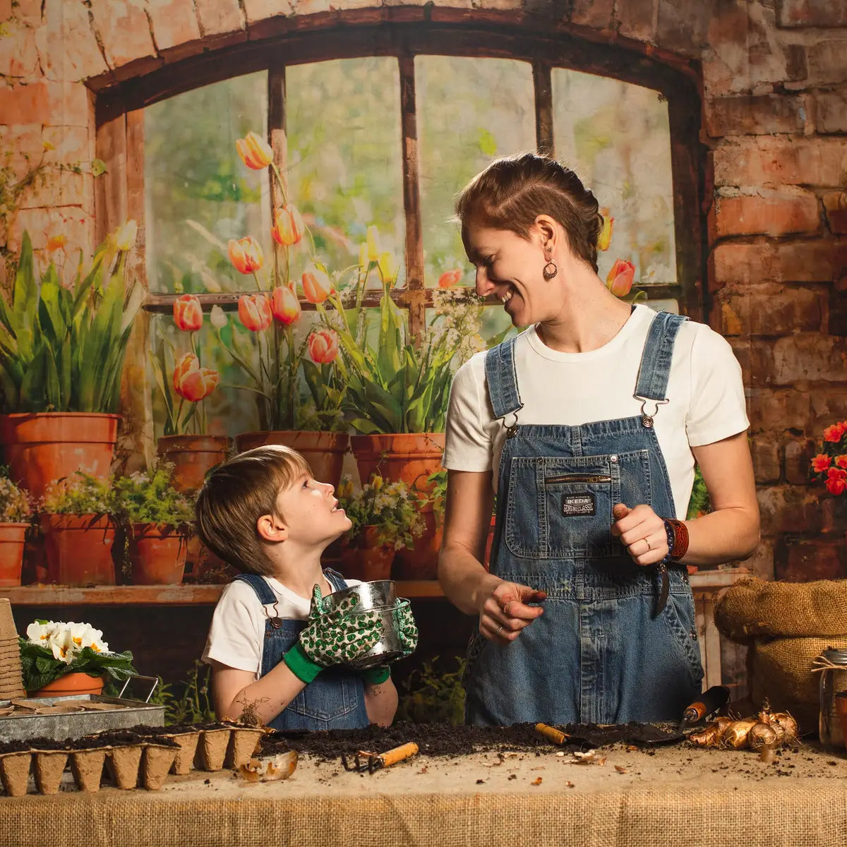 Kate Spring Green Plant Window Room Backdrop Designed by Emetselch