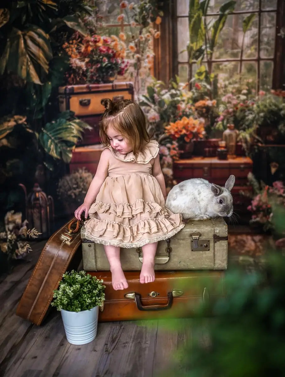 Lente Groene Plant Venster Foto Achtergrond Ontworpen door Chain Photography