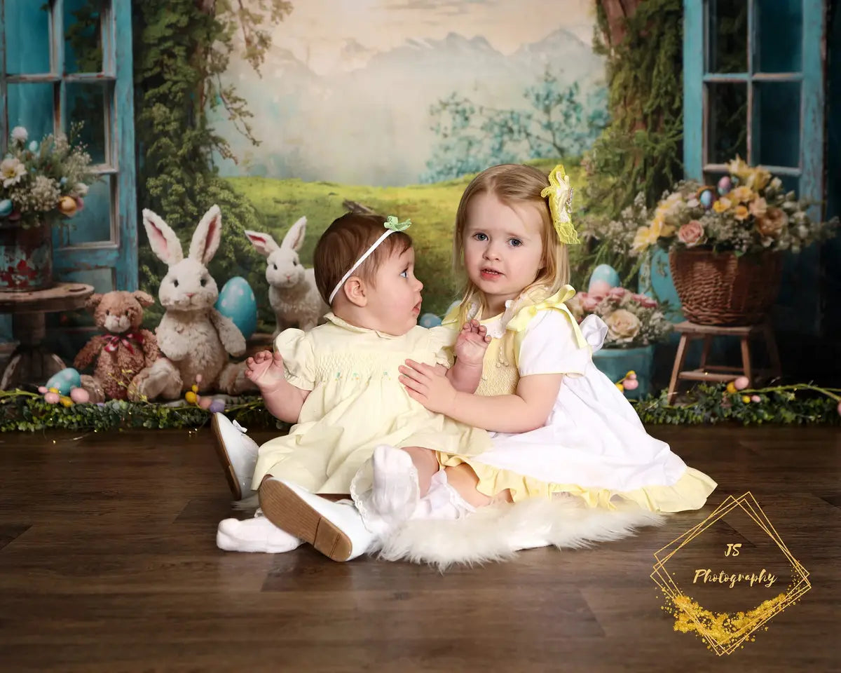Kate Easter Bunny Hole View Alice in Wonderland Style Backdrop for Storybook-themed Photoshoots