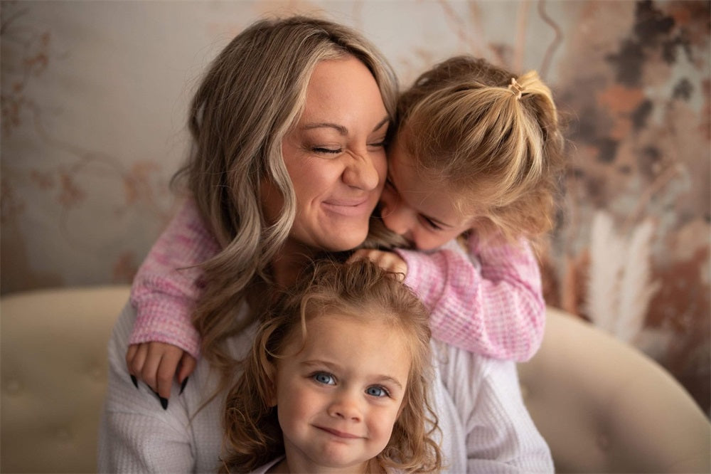 Kate Boho Abstract Art Flower Reed Light Grey Wall Backdrop Designed by Emetselch