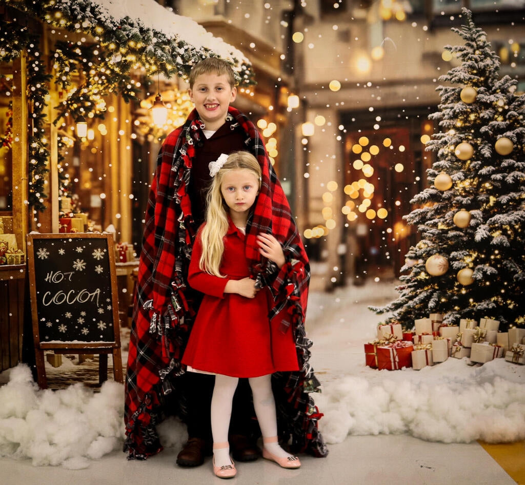 Kate Christmas Tree Street Hot Cocoa Shop Backdrop Designed by Emetselch