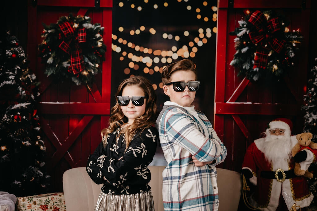 Kate Christmas Night Red Barn Door Backdrop Designed by Emetselch