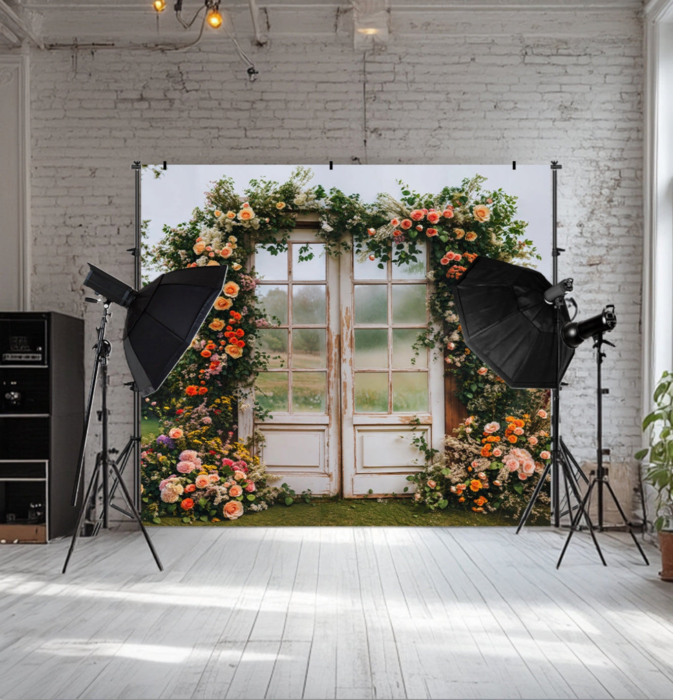 Kate Spring Floral Arch Vintage Garden Door Backdrop Designed by Emetselch