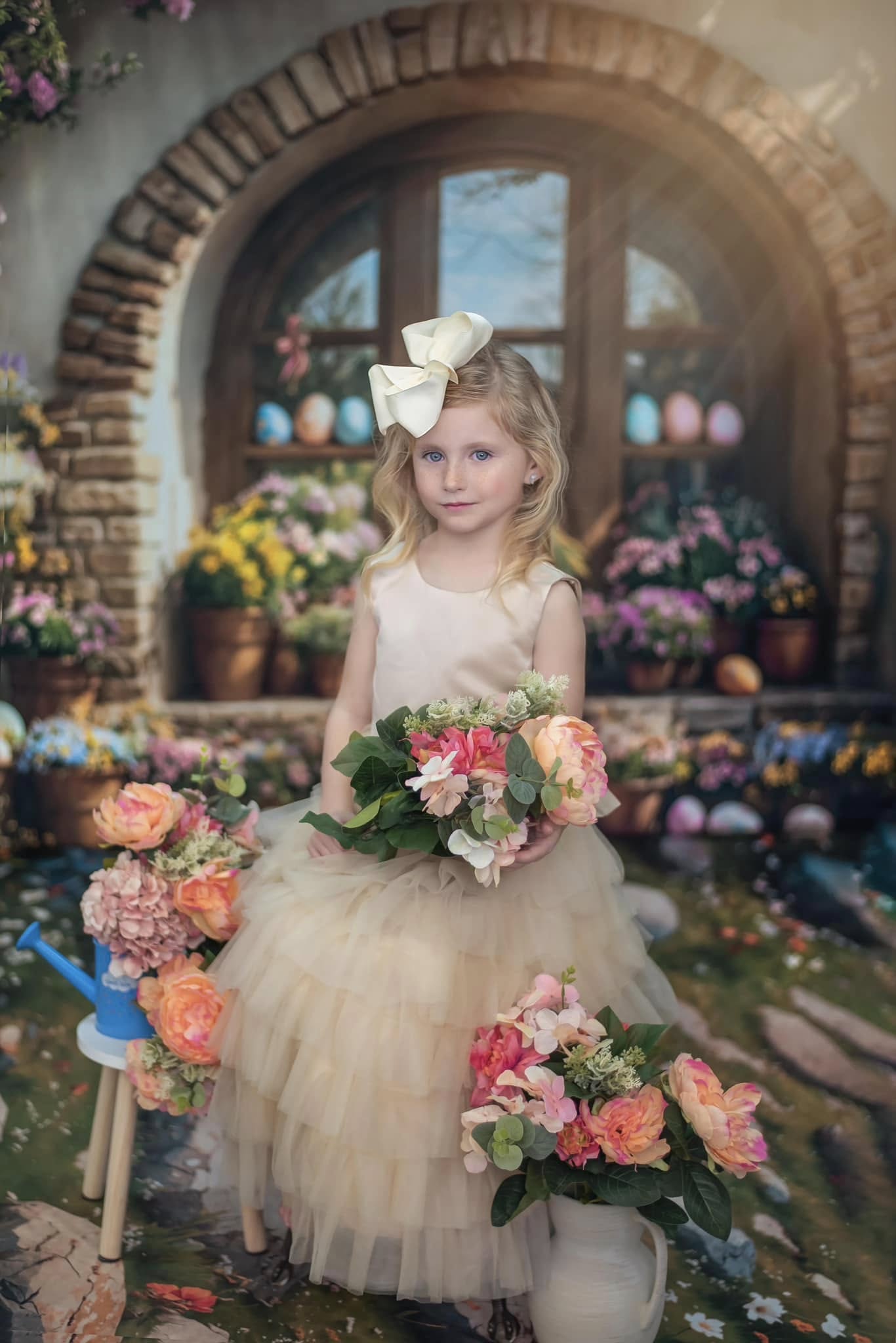 Kate Easter Eggs Outdoor Floral Arched Window Cottage Backdrop Designed by Emetselch