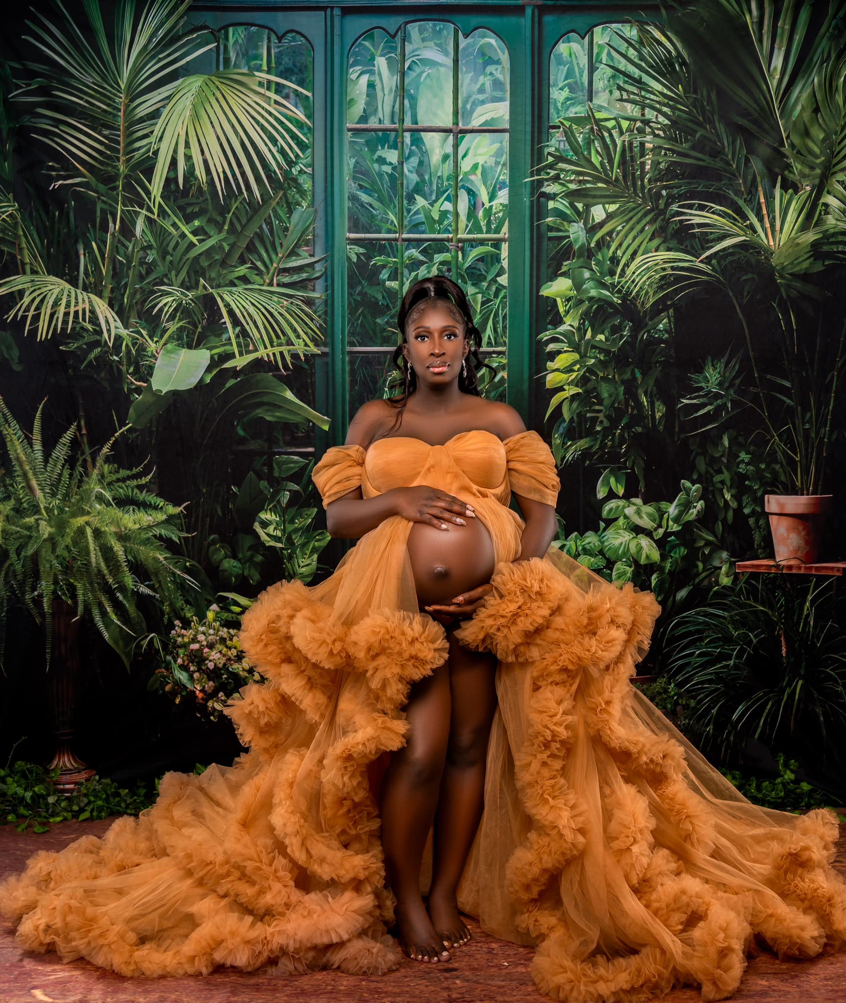 Kate Spring Tropical Plants Greenhouse Garden Door Backdrop Designed by Emetselch