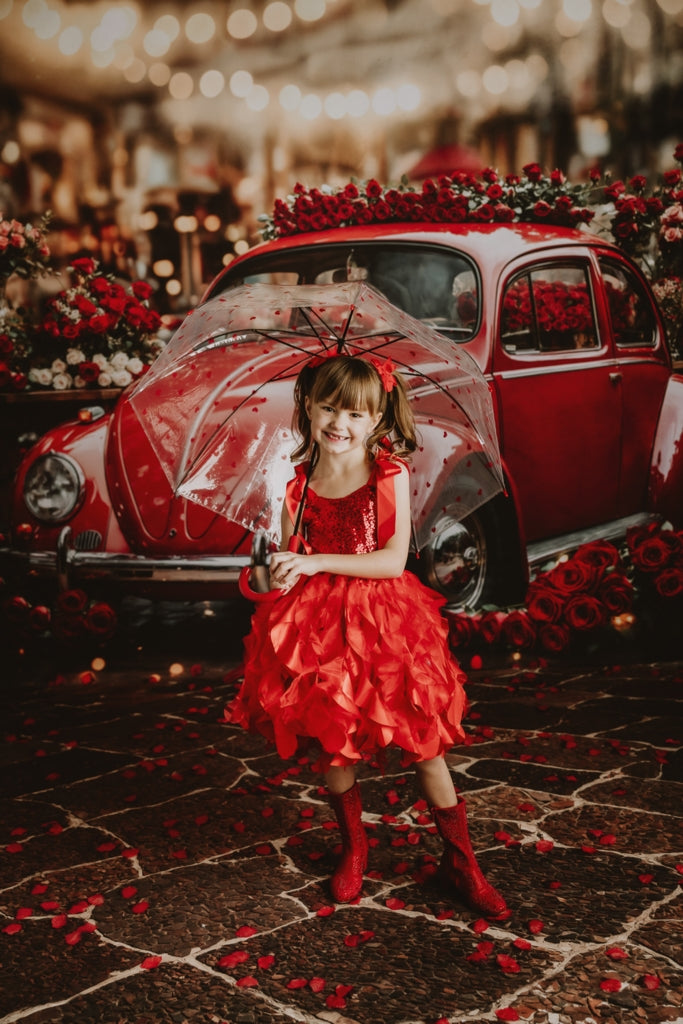 Kate Valentine's Day Vintage Red Roses Car Backdrop Designed by Emetselch