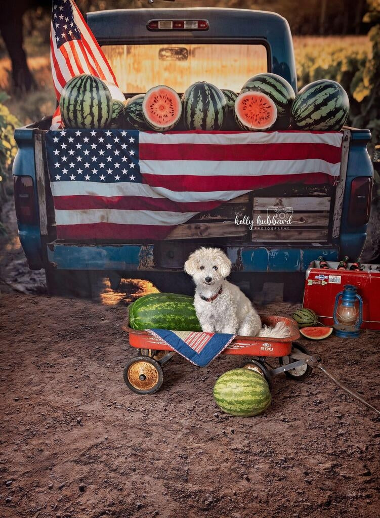 Kate Independence Day Patriotic Truck Watermelon Backdrop Designed by Emetselch