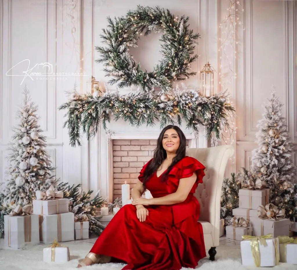 Kate Christmas Tree Fireplace Garland Backdrop Designed by Emetselch