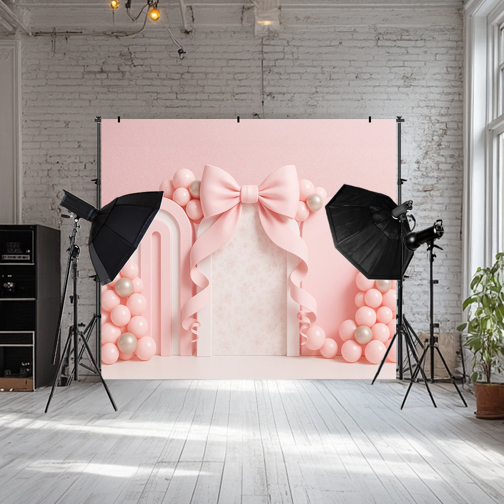 Fondo de globo rosa de Kate Cake Smash Bow diseñado por Ashley Paul