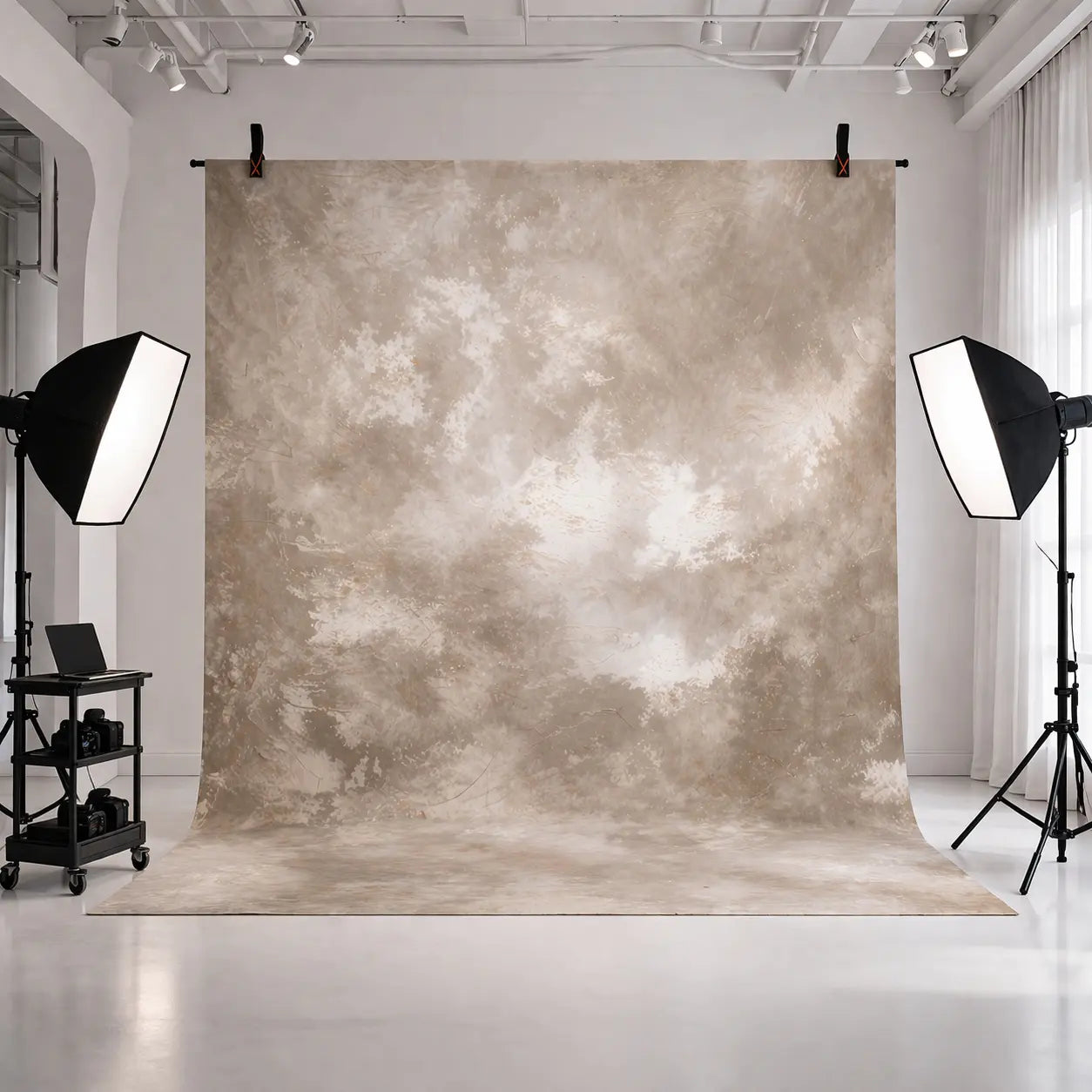 Kate Beige Abstract Texture Printed Backdrop Designed by GQ