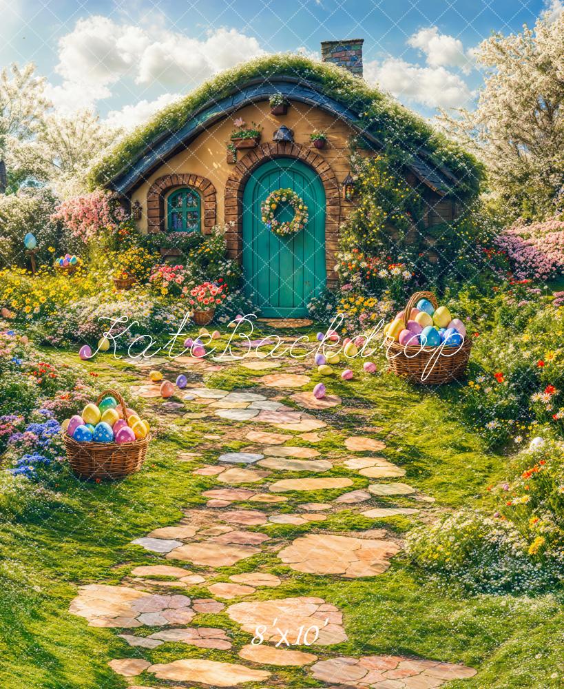 Easter Spring House Eggs Path Foto Achtergrond Designed by Emetselch