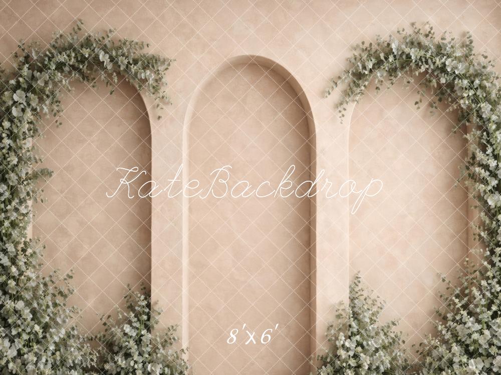 Kate Spring Flower Arch Arched Wall Beige Printed Backdrop Designed by Vertigo Productions