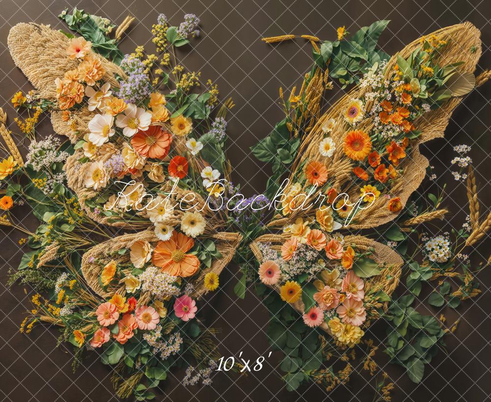 Fondo de piso de alas de mariposa florales para recién nacidos diseñado por Emetselch