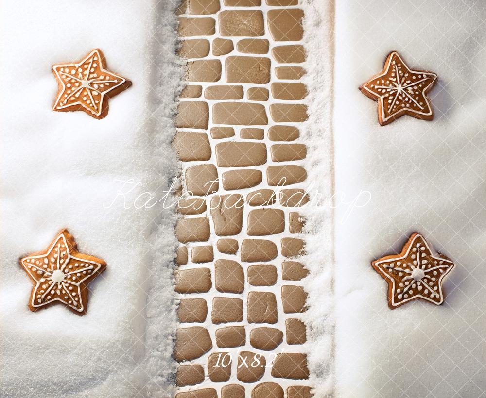 Kate Christmas Gingerbread Lane Path Star Cookies Cobblestone Floor Backdrop Designed by Mandy Ringe Photography