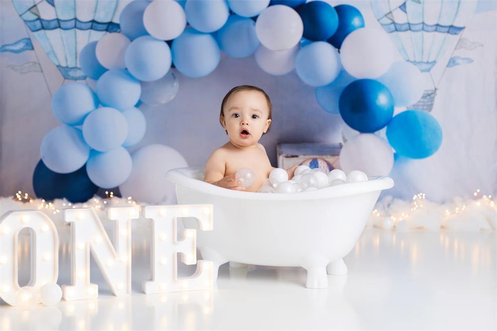 Hot Air Blue Balloon Arch Cake Smash Decor voor Fotografie