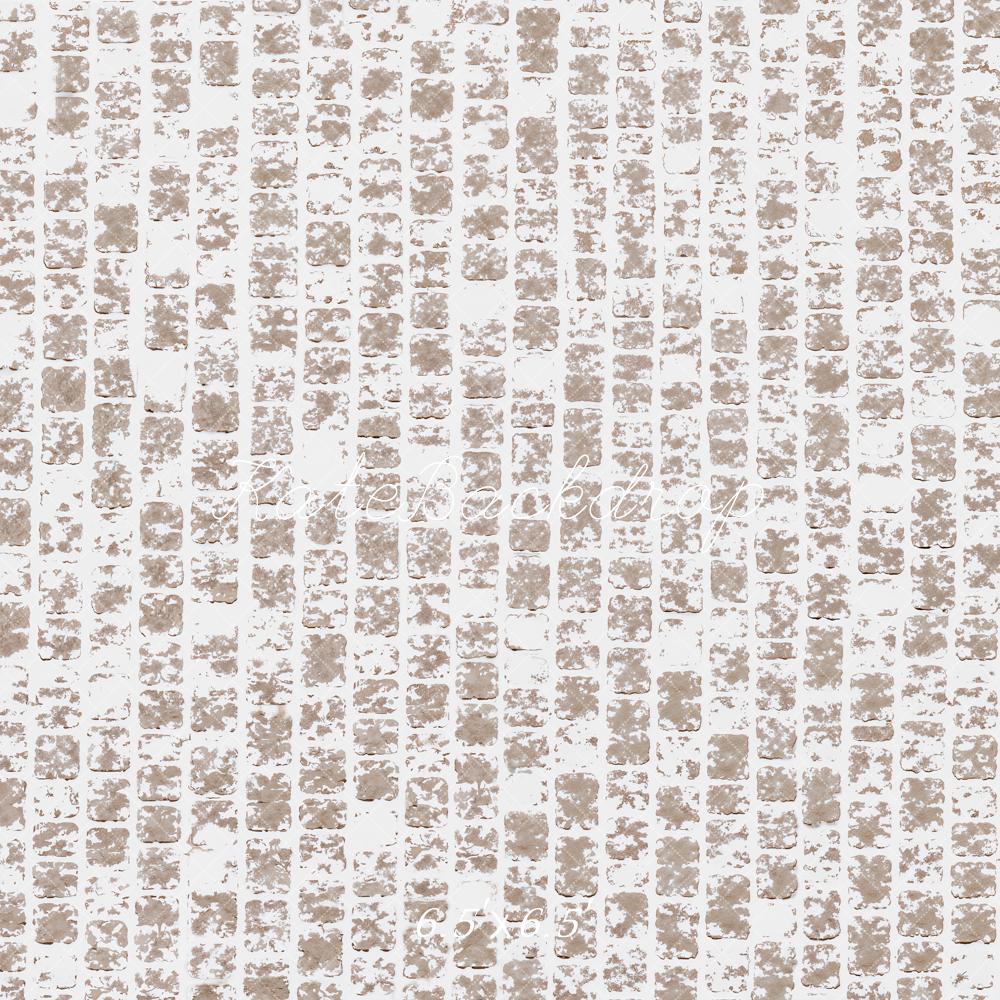 Kate Beige Cobblestone Snowy Floor Printed Backdrop Designed by Emetselch