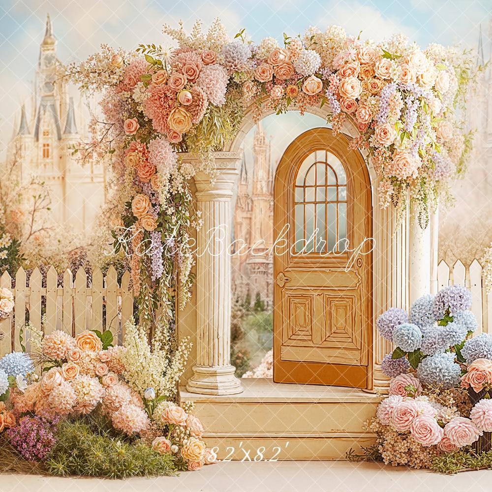 Kate Spring Flower Arch Castle Door Garden Backdrop Designed by Chain Photography