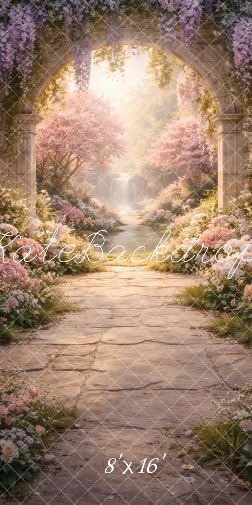 Kate Sweep Flower Arch Garden Path Printed Backdrop Designed by Vertigo Productions