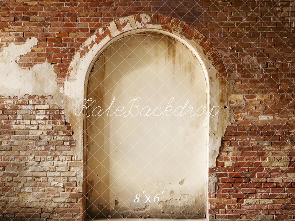 Kate Vintage Brick Wall Arch Printed Backdrop Designed by Emetselch
