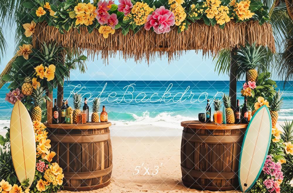 Kate Summer Tropical Beach Tiki Bar Backdrop Designed by Emetselch