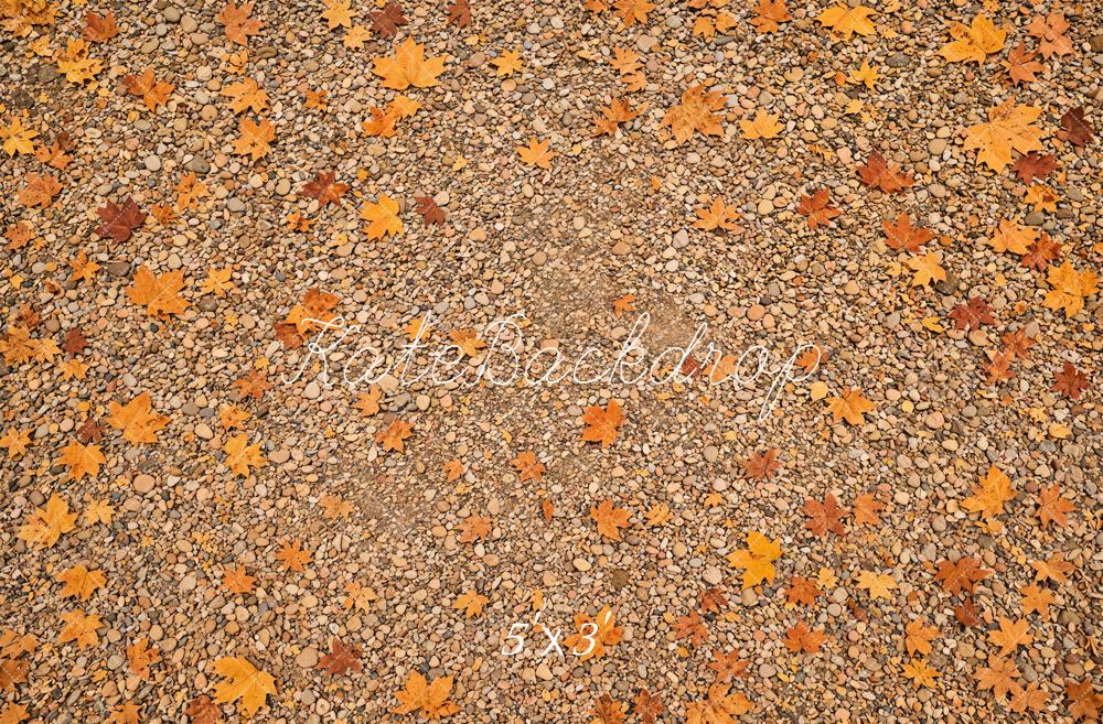 Kate Fall Pebble Ground Maple Leaves Floor Printed Backdrop Designed by Emetselch