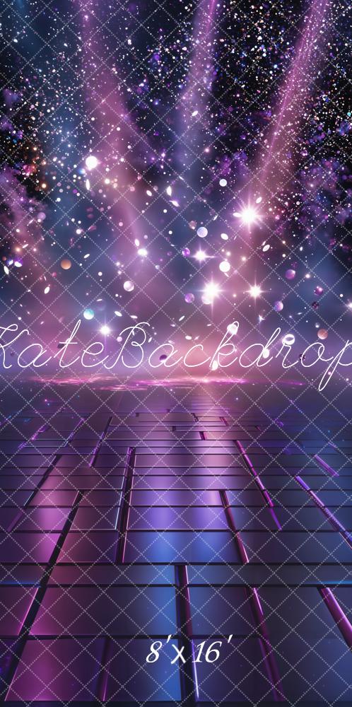 Kate Purple Glitter Light Rays Futuristic Floor Backdrop Designed by Chain Photography