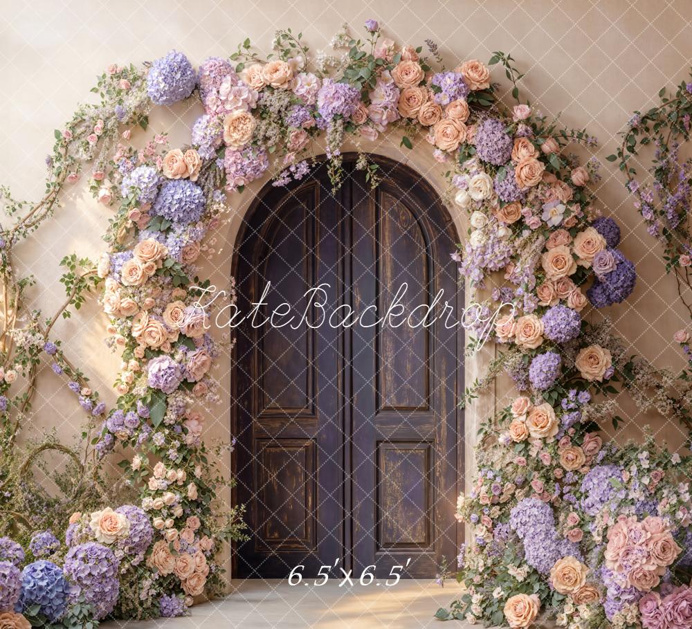 Kate Spring Flower Arch Pastel Roses and Hydrangeas Door Backdrop Designed by Emetselch
