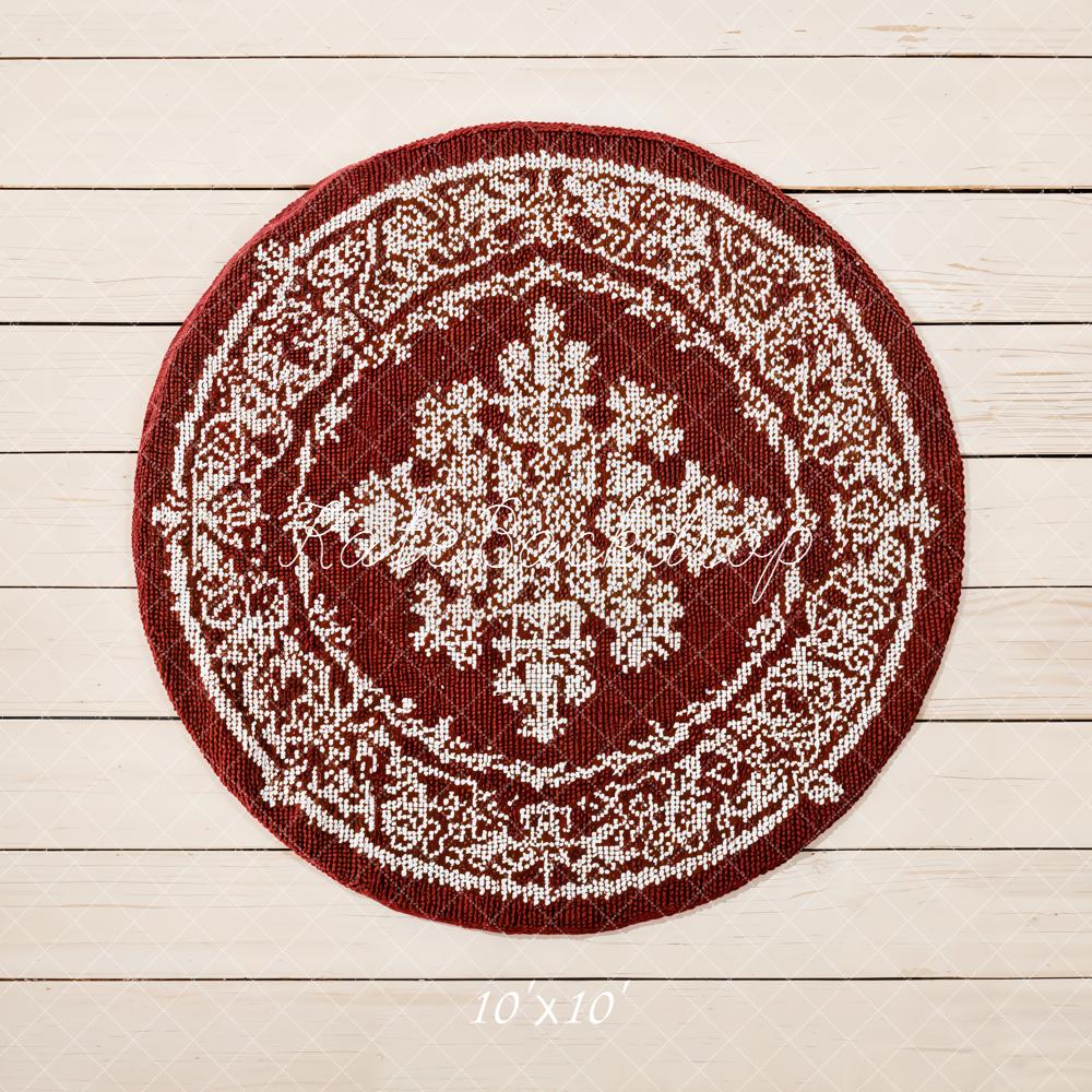 Kate Vintage Red Rug Floor Printed Backdrop Designed by Emetselch