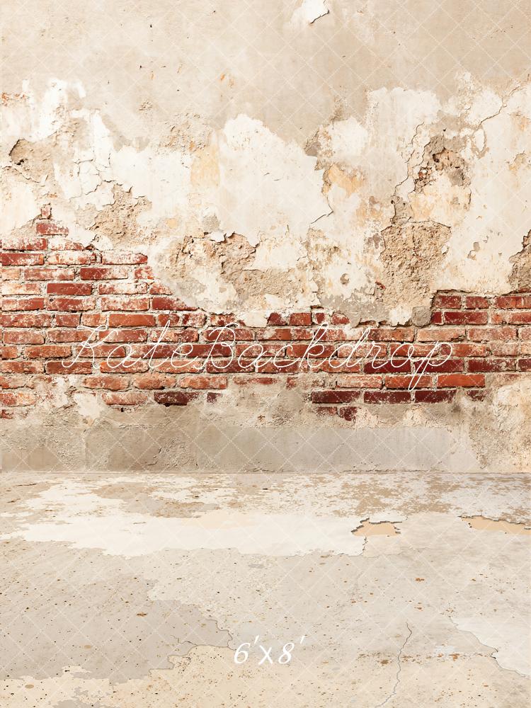 Kate Vintage Brick Exposed Plaster Wall Printed Backdrop Designed by Kate Image