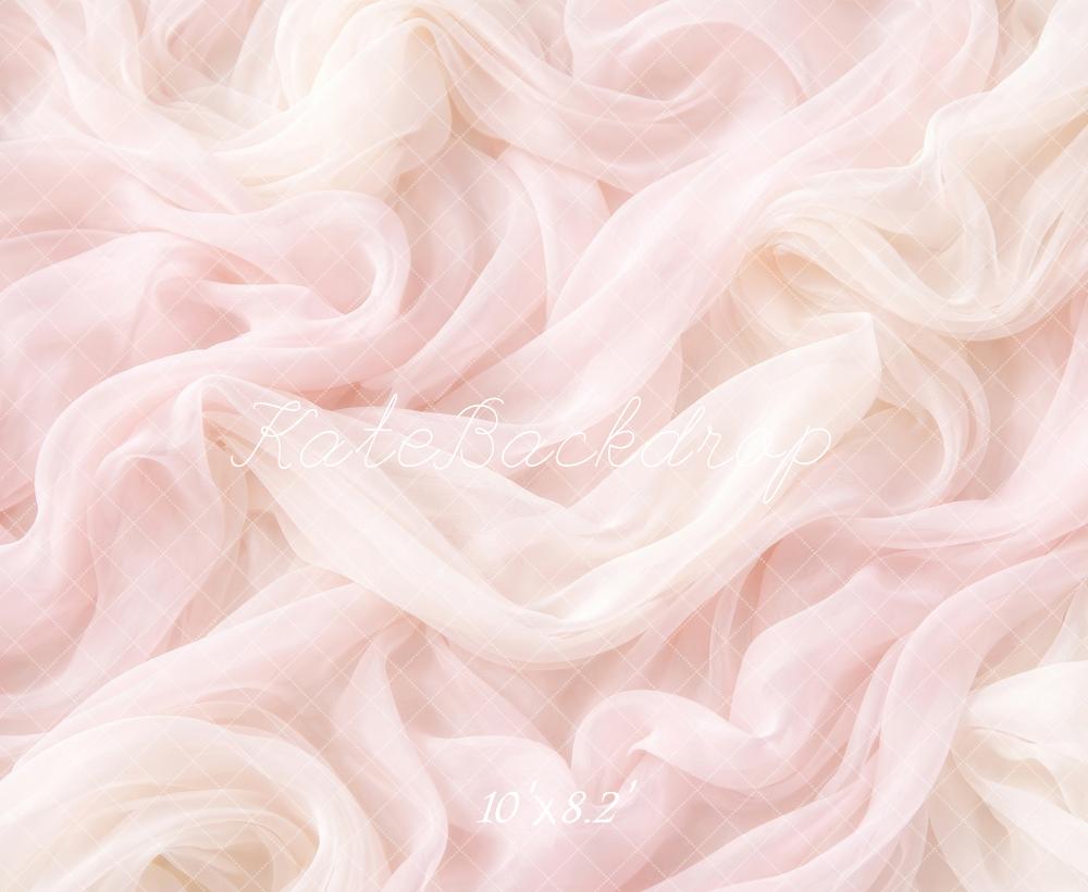 Kate Newborn Pink Ivory Sheer Draped Fabric Printed Backdrop Designed by Megan Leigh Photography