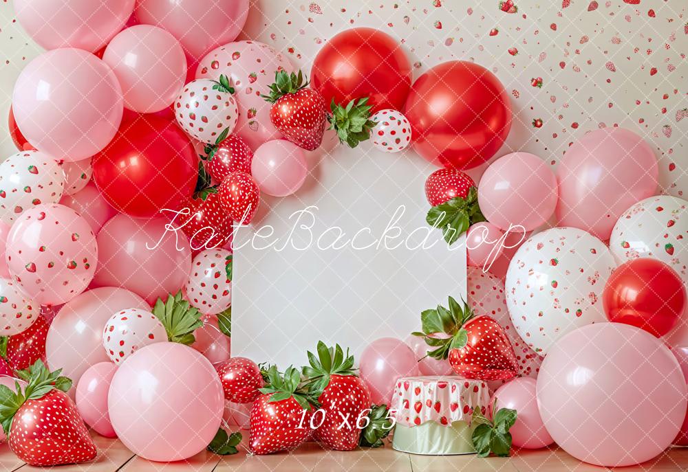 Kate Cake Smash Summer Strawberry Balloon Backdrop Designed by Emetselch