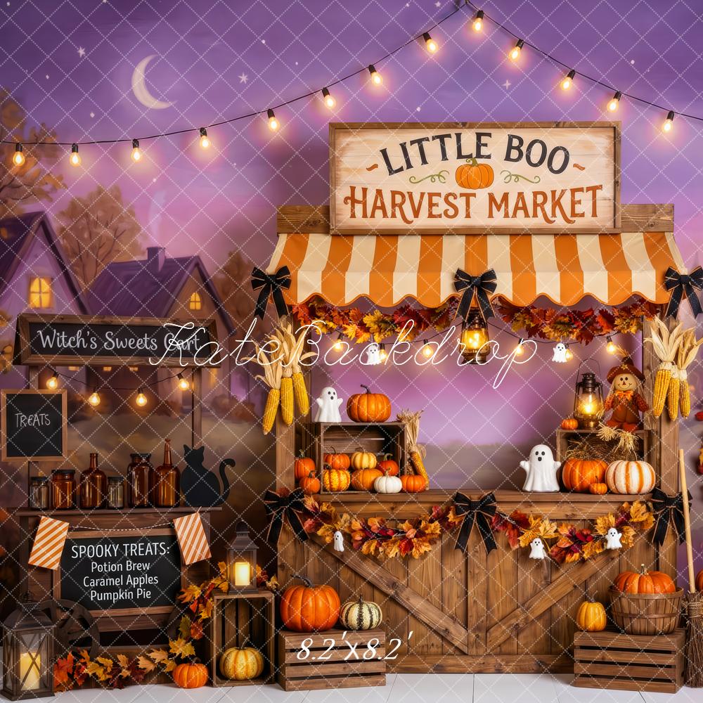 Kate Halloween Harvest Market Pumpkin Stand Ghost Printed Backdrop Designed by Patty Roberts