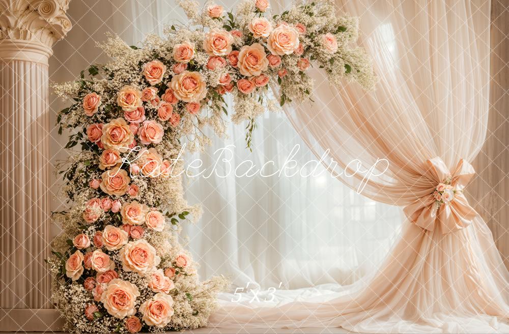 Cortinas de fondo de arco de flores elegantes diseñadas por Kate Imagen