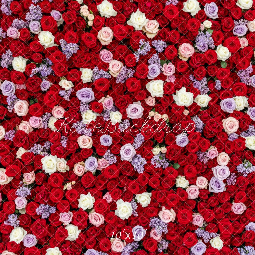 Kate Valentine's Day Red Pink Purple White Rose Flower Wall Backdrop Designed by Patty Roberts