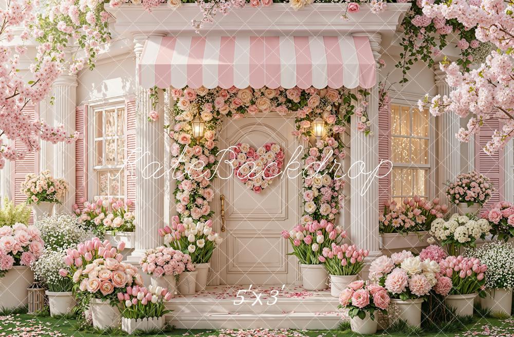 Kate Spring Pink Flower Arch Porch Entrance Backdrop Designed by Emetselch