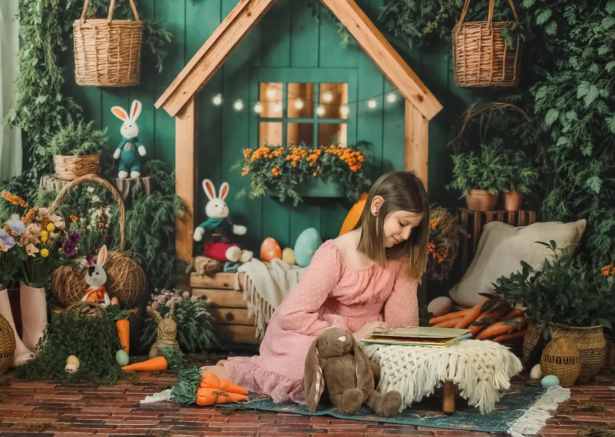 Kate Easter Bunny House Basket Blanket Backdrop Designed by Emetselch