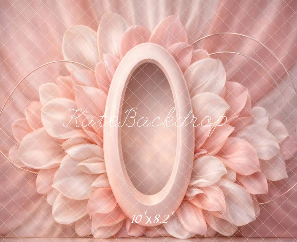 Kate Newborn Pink Flower Arch Oval Centerpiece Printed Backdrop Designed by Vertigo Productions