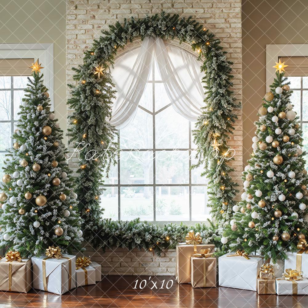 Kate Christmas Tree Garland Gifts Arch Window Backdrop Designed by Mini MakeBelieve