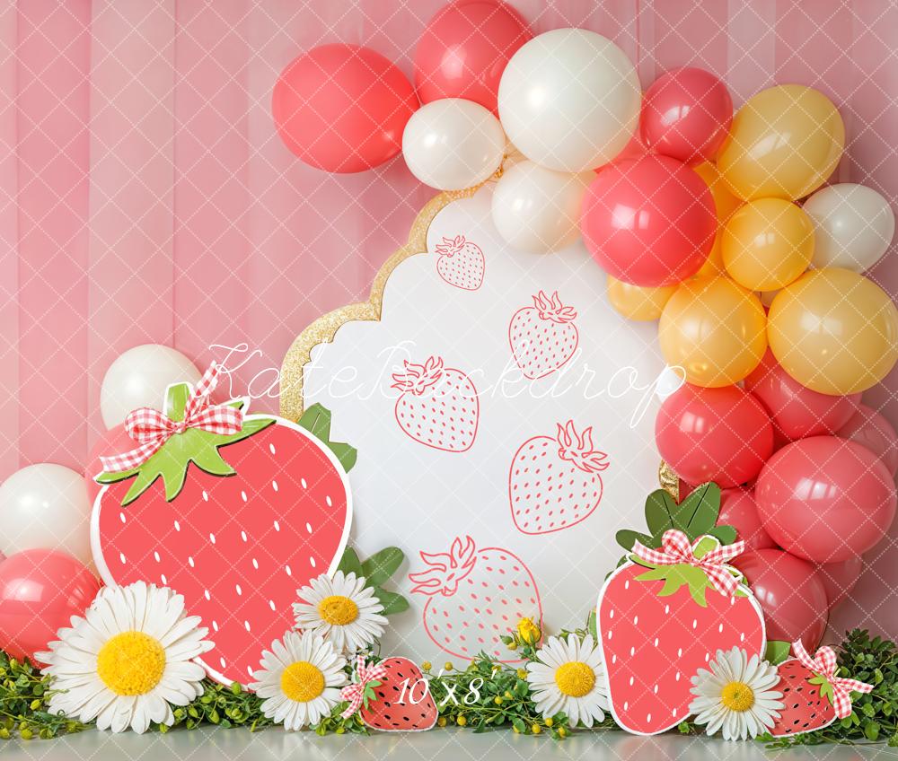 Cake Smash Fresa Globo Margarita Fondo Diseñado por Emetselch