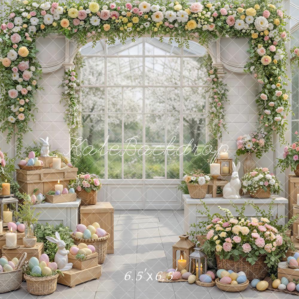 Kate Easter Bunny Flower Arch Pastel Eggs Garden Backdrop Designed by Mini MakeBelieve