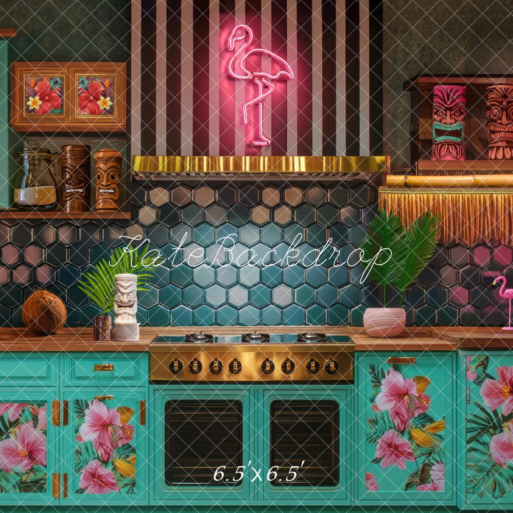 Fondo de Flamenco de Cocina Tiki Tropical Designed by Mini MakeBelieve