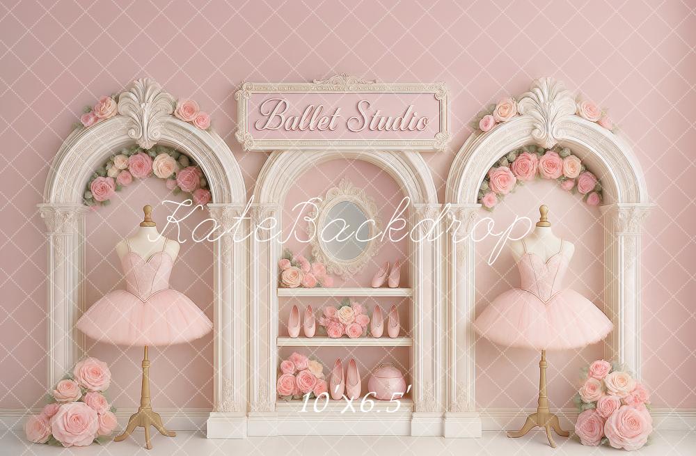 Kate Birthday Ballet Studio Pink Dress Printed Backdrop Designed by Ashley Paul