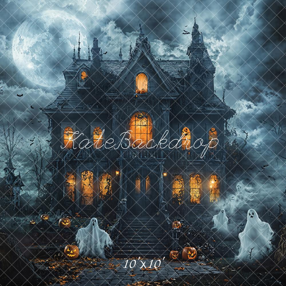 Halloween Night Haunted House Spooky Foto Achtergrond Designed by Emetselch