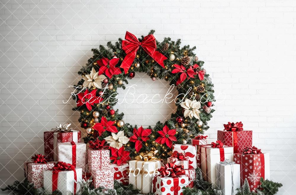 Regalos de Corona de Navidad Rojo y Blanco Diseñado por Patty Roberts