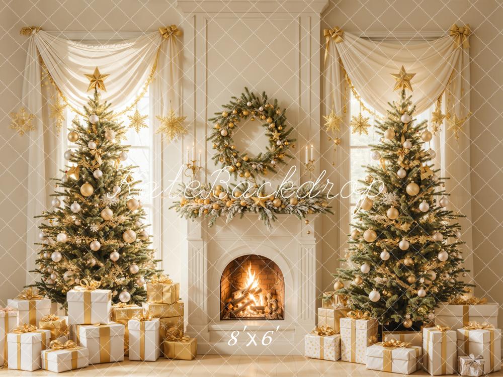 Kate Christmas Tree Fireplace Wreath Gifts Backdrop Designed by Emetselch