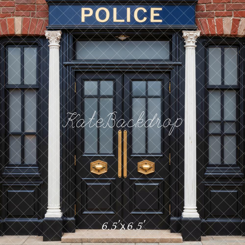 Kate Police Station Brick Wall Columns Door Backdrop Designed by Emetselch